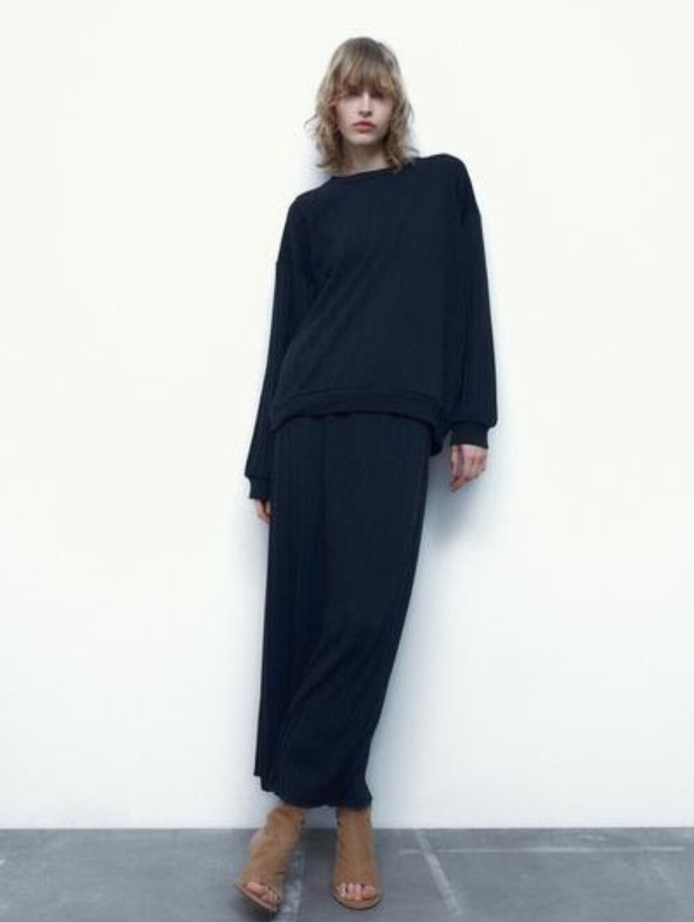 Zara Pleated Knit Maxi Skirt